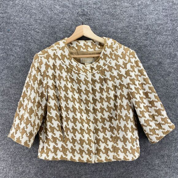 Michael Kors Jackets & Blazers - Michael Kors Jacket Women S Small Brown Geometric Long Sleeve Lined Crew Neck